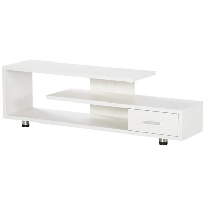 HOMCOM Modern TV Stand For TVs Up To 45", TV Cabinet With Storage Shelf And Drawer, Entertainment Center For Living Room Bedroom, White 3 HOMCOM Modern TV Stand For TVs Up To 45", TV Cabinet With Storage Shelf And Drawer, Entertainment Center For Living Room Bedroom, White - Image 3