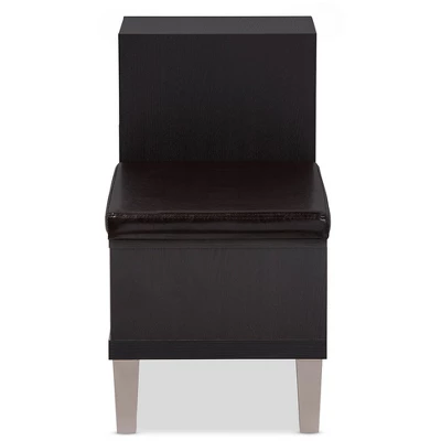 Arielle Modern And Contemporary Wood 3 - Drawer Shoe Entryway Benches With Two Open Shelves - Dark Brown - Baxton Studio 2 Arielle Modern And Contemporary Wood 3 - Drawer Shoe Entryway Benches With Two Open Shelves - Dark Brown - Baxton Studio - Image 2
