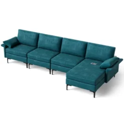 Costway Modern Modular L-shaped Sectional Sofa W/ Reversible Chaise & 4 USB Ports -Baxton Studio Shop GUEST ad5a6f47 10ed 4914 b05c 4f2163fb41fd