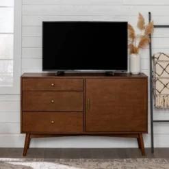 Mid-Century Modern With Closed Storage TV Stand For TVs Up To 58" Walnut - Saracina Home -Baxton Studio Shop GUEST ad69daf9 9422 4902 8fb3 e11fa4db8721