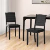 Costway Armless Wood Dining Chair Set Of 2 With Rubber Wood Legs Curved Backrest Kitchen White/Black