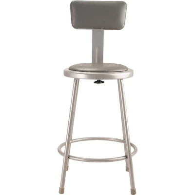 2pk 24" Adjustable Heavy Duty Vinyl Padded Steel Barstool With Backrest Gray - Hampden Furnishings 2 2pk 24" Adjustable Heavy Duty Vinyl Padded Steel Barstool With Backrest Gray - Hampden Furnishings - Image 2