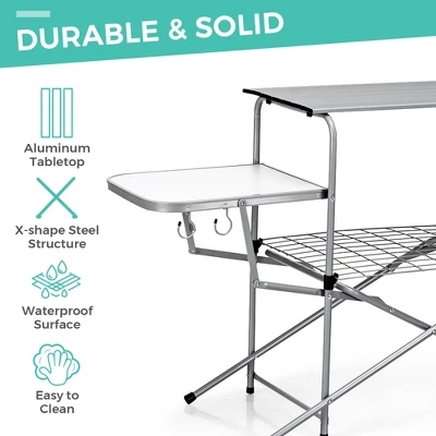 Costway Foldable Camping Table Outdoor Kitchen Portable Grilling Stand Folding BBQ Table 4 Costway Foldable Camping Table Outdoor Kitchen Portable Grilling Stand Folding BBQ Table - Image 4