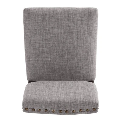 Set Of 2 Iverson Nailhead Trim Brown Finish Linen Side Chairs - Inspire Q 5 Set Of 2 Iverson Nailhead Trim Brown Finish Linen Side Chairs - Inspire Q - Image 5