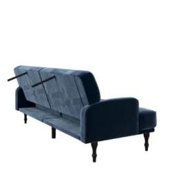 Lyla Upholstered Velvet Futon Blue - Room & Joy -Baxton Studio Shop GUEST aef51cd8 ec66 4513 8ef3 d770dd9f6b53