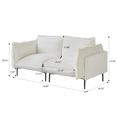 WJShome Velvet Modular Sectional Couch, 74" Modern 2-Seater Sofa With Removable Cushions For Livingroom 2 WJShome Velvet Modular Sectional Couch, 74" Modern 2-Seater Sofa With Removable Cushions For Livingroom - Image 2