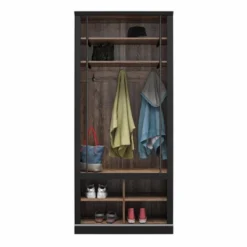 Voltaire Entryway Hall Tree With Bench And Storage Cubbies Black And Walnut - Room & Joy -Baxton Studio Shop GUEST af60983b ab2c 4e31 abbc 8c841cd22019