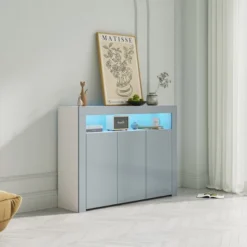 Modern Wooden Sideboard With LED Lights And 3 Doors For Living Room, Kitchen Or Hallway - ModernLuxe -Baxton Studio Shop GUEST af6f5d97 81f9 4790 8291 e995c0776cae