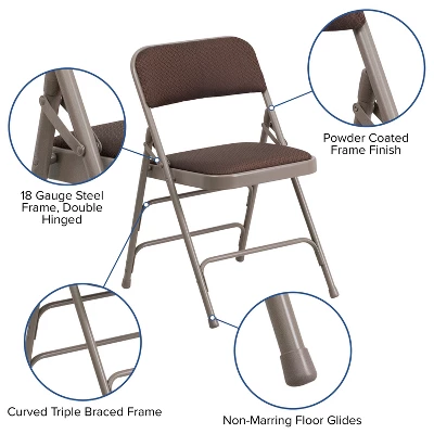 Emma And Oliver 2 Pack Home & Office Party Events Fabric Padded Metal Folding Chair 2 Emma And Oliver 2 Pack Home & Office Party Events Fabric Padded Metal Folding Chair - Image 2