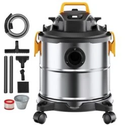 VEVOR Stainless Steel Wet Dry Shop Vacuum, 5.5 Gallon 6 Peak HP Wet/Dry Vac, Powerful Suction, Small Vac Perfect For Carpet Debris, Pet Hair -Baxton Studio Shop GUEST af94e808 30d3 4fad 8e57 c6fda4f2ef06