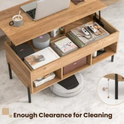 Costway Lift Top Coffee Table With Storage Compartment & 3 Open Cubbies For Living Room -Baxton Studio Shop GUEST afd68f26 cadf 4db6 ac95 304be1055cf6