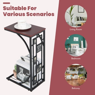 Costway 1PC2 PCS C-Shaped Side Sofa Narrow Snack Table For Living Room Bedroom Small Space 7 Costway 1PC2 PCS C-Shaped Side Sofa Narrow Snack Table For Living Room Bedroom Small Space - Image 7