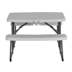Peakform 37.8 Inch Rectangular Folding Picnic Table, Multipurpose Indoor Outdoor Durable Furniture With Double Bench Seating, White/Black -Baxton Studio Shop GUEST afed24c4 979d 4d32 ad4f bbec1fc52ce2