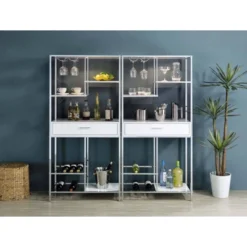 Coaster Figueroa Modern 5 Shelf Wood Wine Cabinet With Drawer White High Gloss/Chrome 20 Coaster Figueroa Modern 5 Shelf Wood Wine Cabinet With Drawer White High Gloss/Chrome -Baxton Studio Shop GUEST affba28e 79ac 4dac 8aae 488319062111