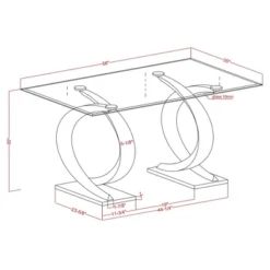 58" Gleneagles Modern Rectangle Glass Top Dining Table Gray/Champagne/Black - HOMES: Inside + Out -Baxton Studio Shop GUEST b0142c90 a544 4494 9bb2 d4350886bd3e
