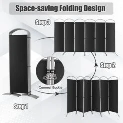 Costway 6 Panels Folding Privacy Screen 6 Ft Tall Fabric Privacy Screen For Home -Baxton Studio Shop GUEST b03b0322 5bb4 400c b4bd 3b59d7039af6