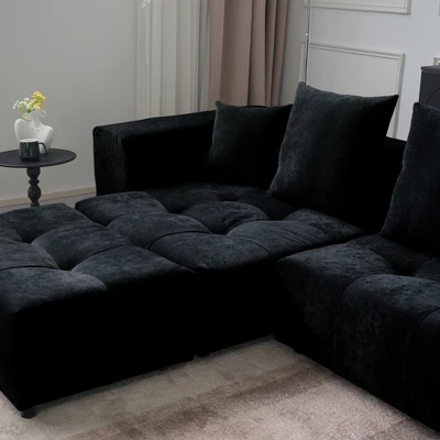 WJShome 119" Cloud Couch Modular Sectional Sofa With Ottoman,Linen Deep Seat With Pillows Convertible Sofafor Living Room, Bedroom And Apartment, 5 WJShome 119" Cloud Couch Modular Sectional Sofa With Ottoman,Linen Deep Seat With Pillows Convertible Sofafor Living Room, Bedroom And Apartment, - Image 5