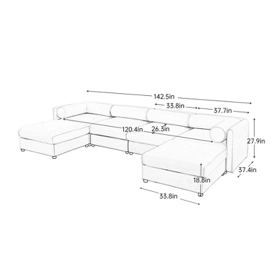 Modular Sectional Sofa With Storage, Extra Large U Shaped Sectional Couch For Living Room, Convertible Modular Sofa Couch With Storage Ottoman 6 Modular Sectional Sofa With Storage, Extra Large U Shaped Sectional Couch For Living Room, Convertible Modular Sofa Couch With Storage Ottoman - Image 6