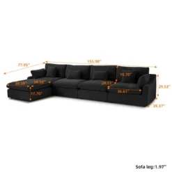 Cloud Couch Modular Sectional Sofa,156" L Shaped Couch, Oversized Down Filled Convertible Wide Seater,4 Seater With Ottoman For Living Room Set 22 Cloud Couch Modular Sectional Sofa,156" L Shaped Couch, Oversized Down Filled Convertible Wide Seater,4 Seater With Ottoman For Living Room Set -Baxton Studio Shop GUEST b09061f2 4dc6 4ebf a341 42cd2a078331