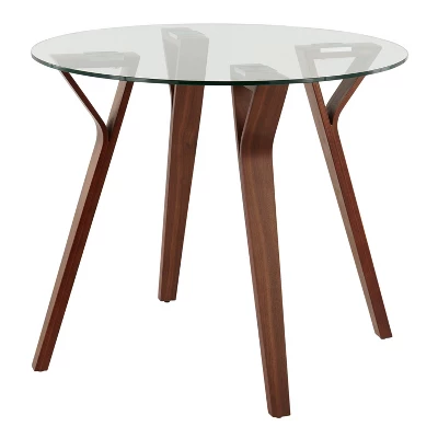 35.5" Folia Mid-Century Modern Modern Round Dining Tables Walnut/Clear - LumiSource 2 35.5" Folia Mid-Century Modern Modern Round Dining Tables Walnut/Clear - LumiSource - Image 2