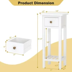 Tangkula Narrow Side Table Small End Table For Small Spaces Farmhouse Acacia Wood Slim Sofa Table Thin Nightstand W/Drawer & Open Shelf White -Baxton Studio Shop GUEST b0d6f66b 61db 4f98 9c1c e5e38f7ca0b3