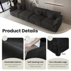 Wjshome Cloud Couch Modular Sectional Sofa, 156" U Shaped Couch,Oversize Convertible Wide Seater With 2 Ottomans,Covers Washable&Replaceable -Baxton Studio Shop GUEST b0de6686 e77f 4028 b030 6c2473c1de88