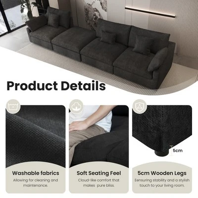 Modular Sectional Sleeper Sofa Bed, 160"U Shaped Modular Couch With Storage Ottoman, Down Filled Convertible Sofa,6 Seater Couch For Living Room 3 Modular Sectional Sleeper Sofa Bed, 160"U Shaped Modular Couch With Storage Ottoman, Down Filled Convertible Sofa,6 Seater Couch For Living Room - Image 3