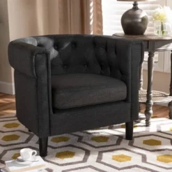Bisset Chesterfield Chair Gray - Baxton Studio