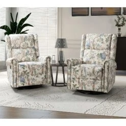 Set Of 2 Franciscus Manual Swivel Transitional Glider Recliner With Nailhead Trims And Swivel Base | KARAT HOME -Baxton Studio Shop GUEST b10ce76c 5b9a 49dc a277 4bc186dde848
