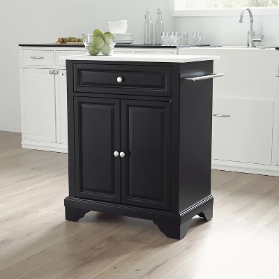 Lafayette Stone Top Portable Kitchen Island/Cart Black/White - Crosley 2 Lafayette Stone Top Portable Kitchen Island/Cart Black/White - Crosley - Image 2