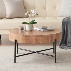 Round Coffee Table With Storage Living Room Center Table -Baxton Studio Shop GUEST b12ca714 1b5b 437b 95f7 21800057e86d