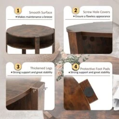 Tangkula 29.5" 2-Tier Round Coffee Table W/ Storage 4 Shelves Faux Wooden Top -Baxton Studio Shop GUEST b12d9977 b985 499f bb31 5edd5f014cb6