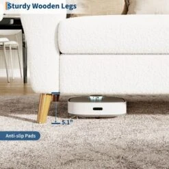 Garvee 84" Sofa Couch, Modern 3 Seater Sofa, Large Boucle Sofa For Living Room With Streamlined Armrests & Wood Feet -Baxton Studio Shop GUEST b13a87f8 90a3 4cfe af4f fcf8047004c3