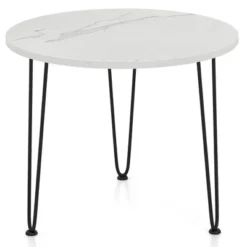 Tangkula Small Round Coffee Table W/ Thickened Tabletop & Metal Tripod Legs Faux Marble White -Baxton Studio Shop GUEST b17707e0 6c6f 4913 b994 d9d0ea1628f5