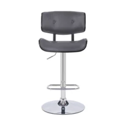 Brooklyn Adjustable Faux Leather Metal Barstool - Armen Living