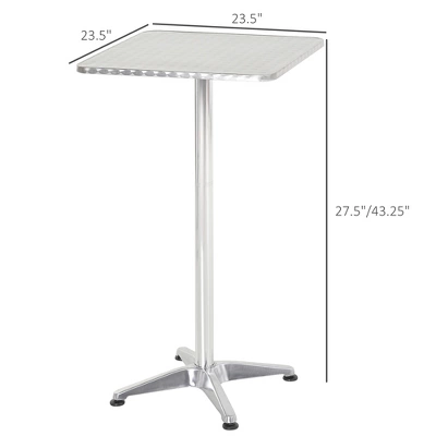HOMCOM 24” Adjustable Square Stainless Steel Top Aluminum Standing Bistro Bar Table 4 HOMCOM 24” Adjustable Square Stainless Steel Top Aluminum Standing Bistro Bar Table - Image 4