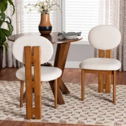 Baxton Studio 2pc Kacela Boucle Fabric And Wood Dining Chair Set -Baxton Studio Shop GUEST b1aad7fb 0cd4 47d5 8e91 01fcfcc9e157