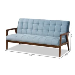 Asta Velvet Upholstered Wood Sofa Light Blue/Walnut - Baxton Studio -Baxton Studio Shop GUEST b1ec72b6 ea12 4b77 bbee a6b614e52ac0