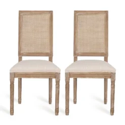 Christopher Knight Home Brownell French Country Fabric Upholstered Wood And Cane Dining Chairs (Set Of 2) -Baxton Studio Shop GUEST b1f922d8 f4fa 4c88 88e7 4e9c92f967f4