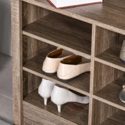 HOMCOM Coat Rack Wooden Hall Tree Storage Organizer Shoe Bench With Shoe Rack 3 Hooks For Hallway Or Living Room, Brown 9 HOMCOM Coat Rack Wooden Hall Tree Storage Organizer Shoe Bench With Shoe Rack 3 Hooks For Hallway Or Living Room, Brown -Baxton Studio Shop GUEST b21274e6 f7cb 4d9c b27b 8f04c0c9bff3