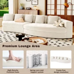 115.7" 4-Seater Chenille Modular Sofa Set, Curved Design Sofa Couch With 5 Pillows, No Assembly For Living Room & Bedroom - ModernLuxe -Baxton Studio Shop GUEST b229353e 7eff 4bbe 8cda beb73a7a8df4