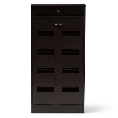 Acadia Modern And Contemporary Finished Shoe Cabinet Dark Brown - Baxton Studio 2 Acadia Modern And Contemporary Finished Shoe Cabinet Dark Brown - Baxton Studio - Image 2