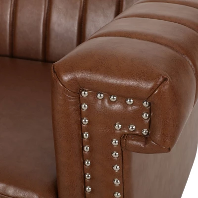 Drury Contemporary Channel Stitch 3 Seater Sofa With Nailhead Trim - Christopher Knight Home 6 Drury Contemporary Channel Stitch 3 Seater Sofa With Nailhead Trim - Christopher Knight Home - Image 6