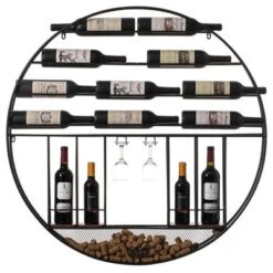 Vintiquewise Vintage Decorative Modern Black Metal Round Wall Mounted Wine Display Rack -Baxton Studio Shop GUEST b26ce469 1505 4857 a76b a8b7377b3ff6