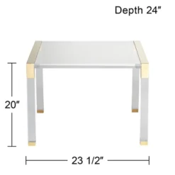 55 Downing Street Modern Cast Acrylic Accent Side End Table 23 1/2" X 24" Clear Gold Spaces Living Room Bedroom Bedside Entryway -Baxton Studio Shop GUEST b2927b1e 3cbe 4d6e bc8b 00e7c5d2a0bb