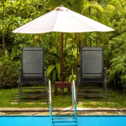 Costway 4PCS Patio Folding Dining Chair Recliner Adjustable Black -Baxton Studio Shop GUEST b2960194 63a7 4cf7 85d8 fcdc86624b3a