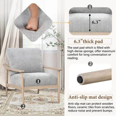 Retro Accent Chair With Solid Wood Frame And Vertical Slatted Back-ModernLuxe 3 Retro Accent Chair With Solid Wood Frame And Vertical Slatted Back-ModernLuxe - Image 3