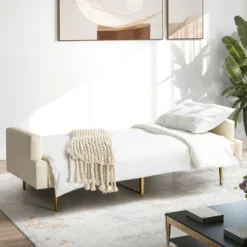 New Release 19 Lanna 76"Wide Vegan Leather Modern Style Convertible Futon Sofa Bed For Living Room Guest Bedroom | ARTFUL LIVING DESIGN