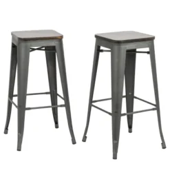 Set Of 2 30" Emil Square Counter Height Barstools - Carolina Chair & Table -Baxton Studio Shop GUEST b2dcc1f6 a043 4e01 a39a bb16d31ccf48