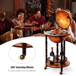 Costway 17.5'' Wood Globe Wine Bar Stand 16th Century Italian Rack Liquor Bottle Shelf -Baxton Studio Shop GUEST b2f31ea8 85f9 49f4 9e77 80a90476fb14